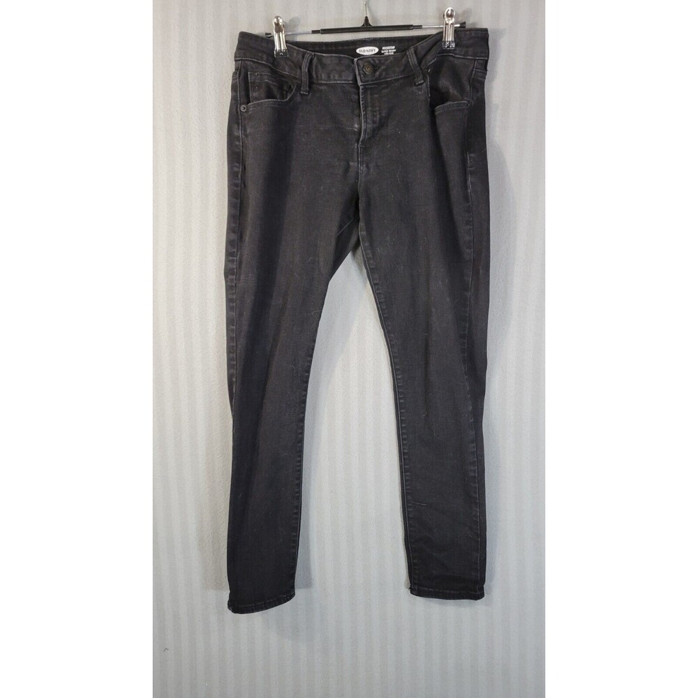 old navy womens rockstar super skinny low rise size 12 black stretch cotton